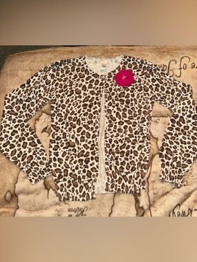 π€GYMBOREE 2011 PARISIAN CHIC LEOPARD PRINT THIN CARDIGAN SIZE L (10-12)π€